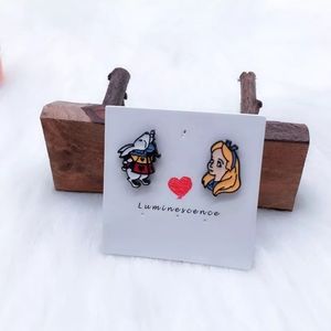 ALICE IN WONDERLAND ENAMEL STUD EARRINGS